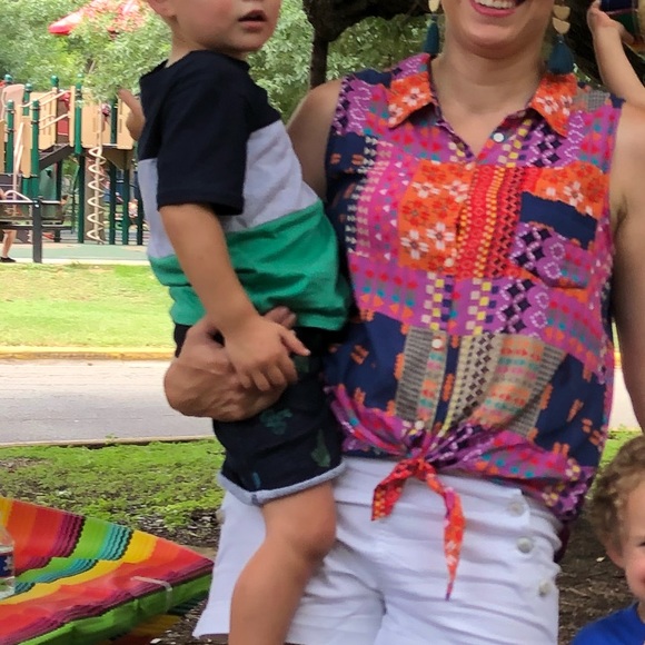 C&C California patchwork front tie top - Picture 4 of 4